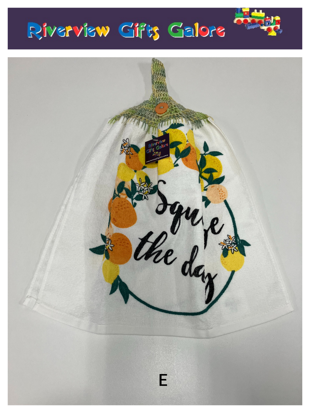 Crochet Top Hand Towel / Tea Towel (Double Thickness) - Squeeze the Day