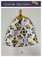 Crochet Top Hand Towel / Tea Towel (Double Thickness) - Yellow and Blue Mosaics A