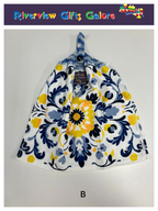 Crochet Top Hand Towel / Tea Towel (Double Thickness) - Yellow and Blue Mosaics B
