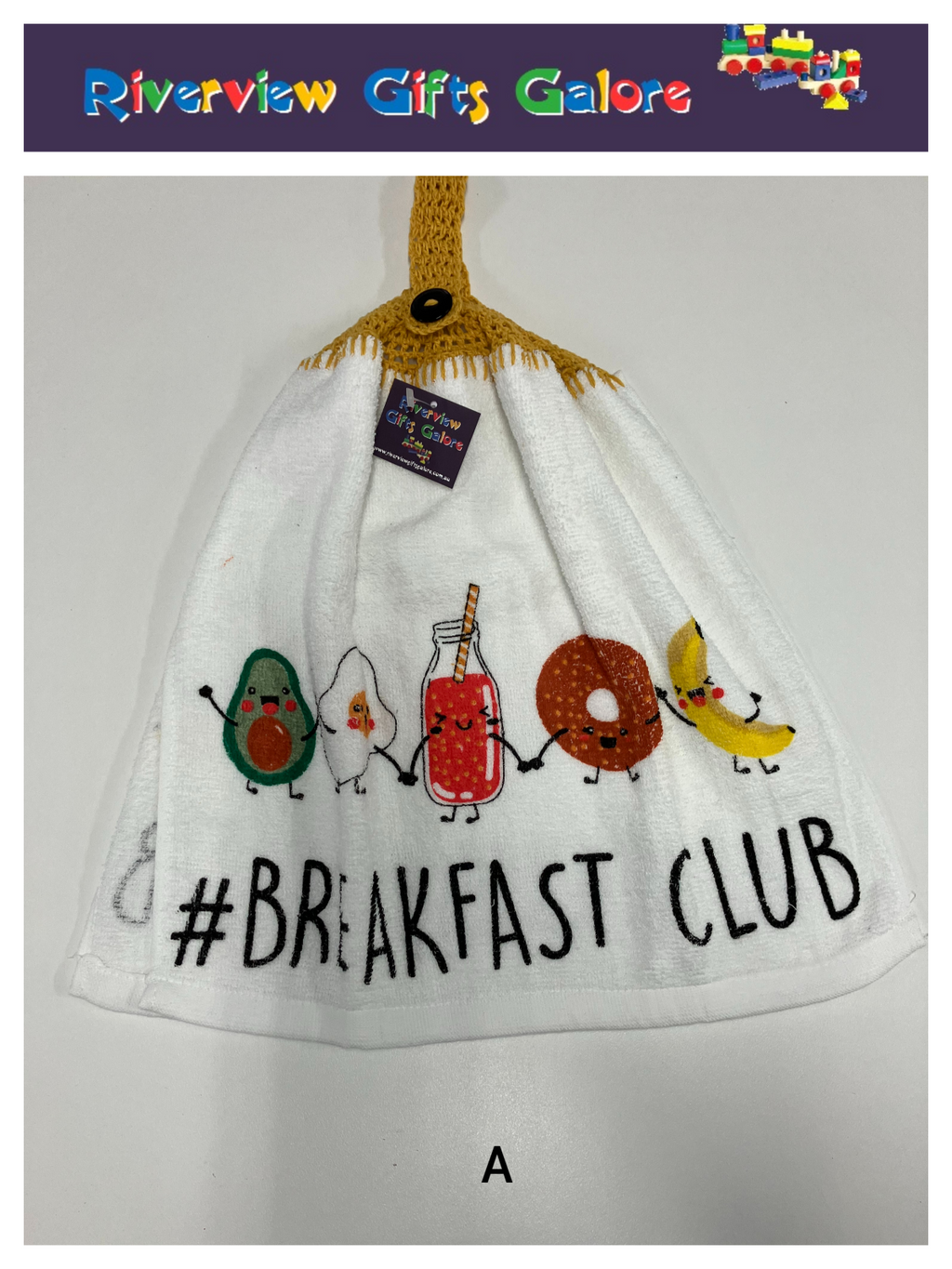 Crochet Top Hand Towel / Tea Towel (Double Thickness) - # Breakfast Club