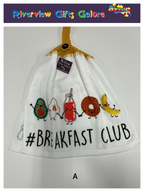 Crochet Top Hand Towel / Tea Towel (Double Thickness) - # Breakfast Club