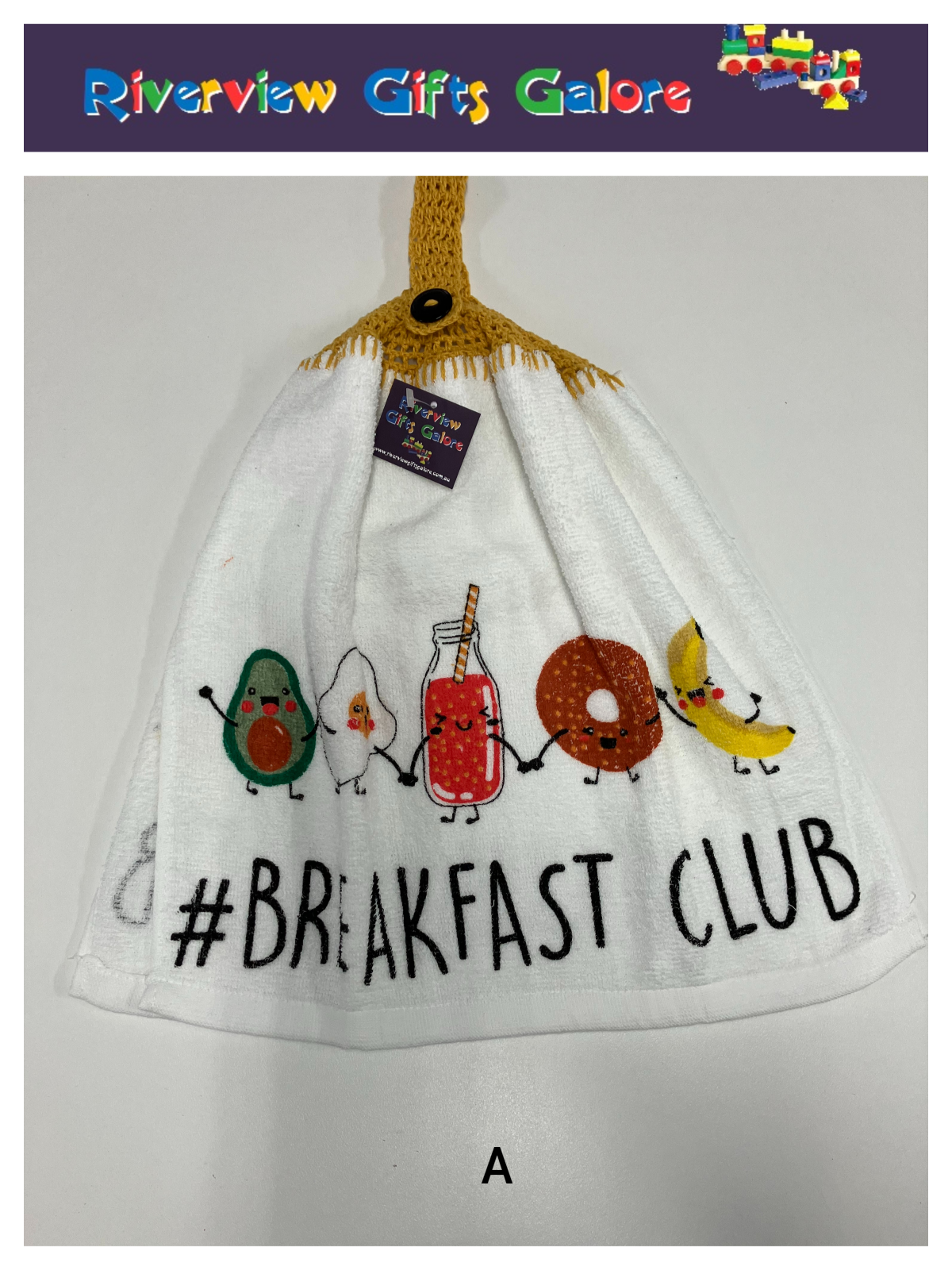 Crochet Top Hand Towel / Tea Towel (Double Thickness) - # Breakfast Club