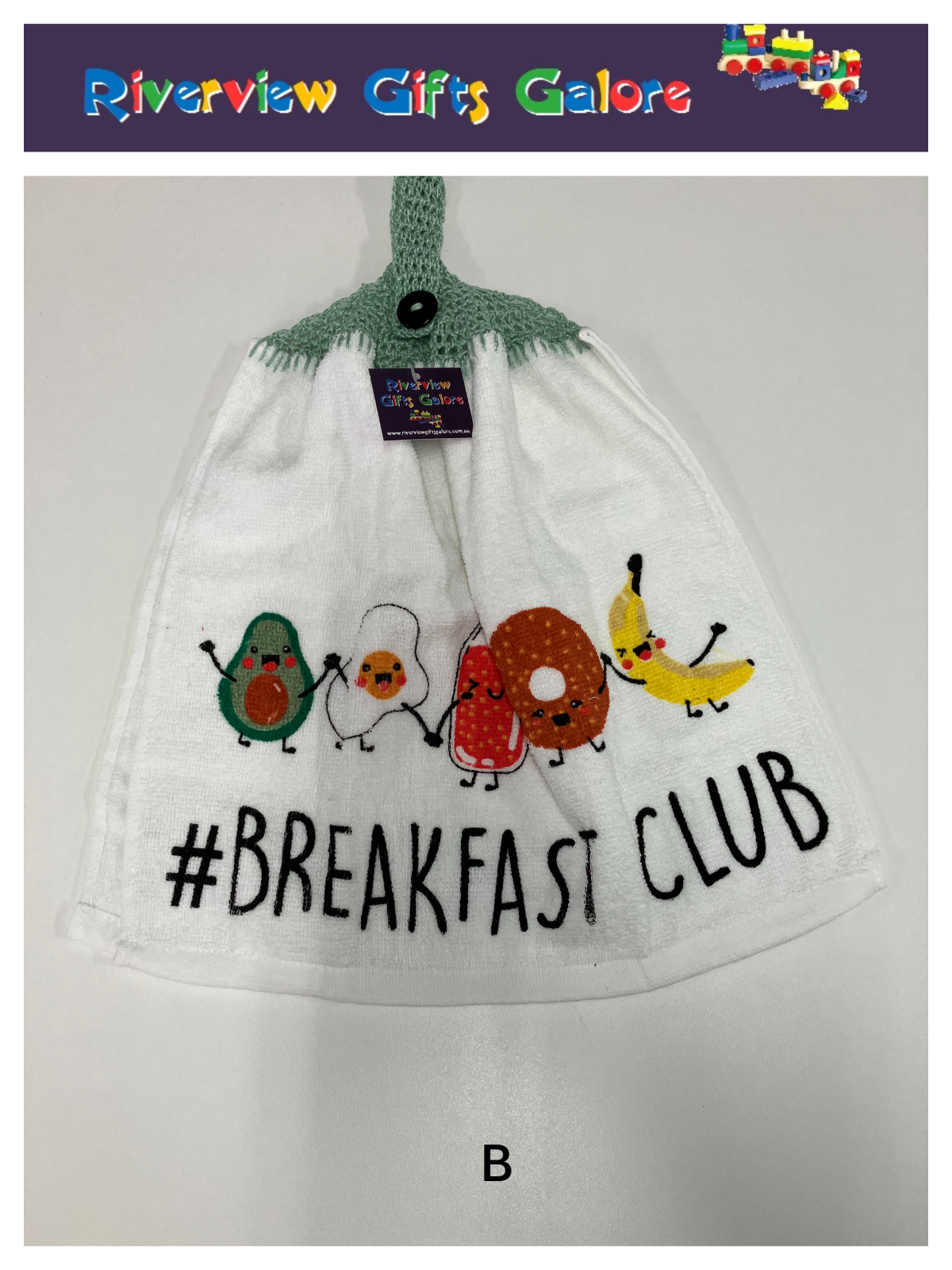 Crochet Top Hand Towel / Tea Towel (Double Thickness) - # Breakfast Club