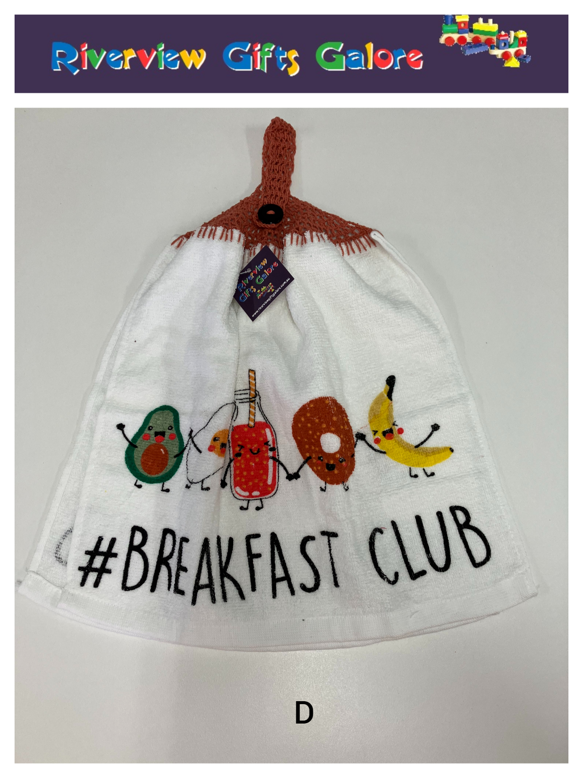 Crochet Top Hand Towel / Tea Towel (Double Thickness) - # Breakfast Club