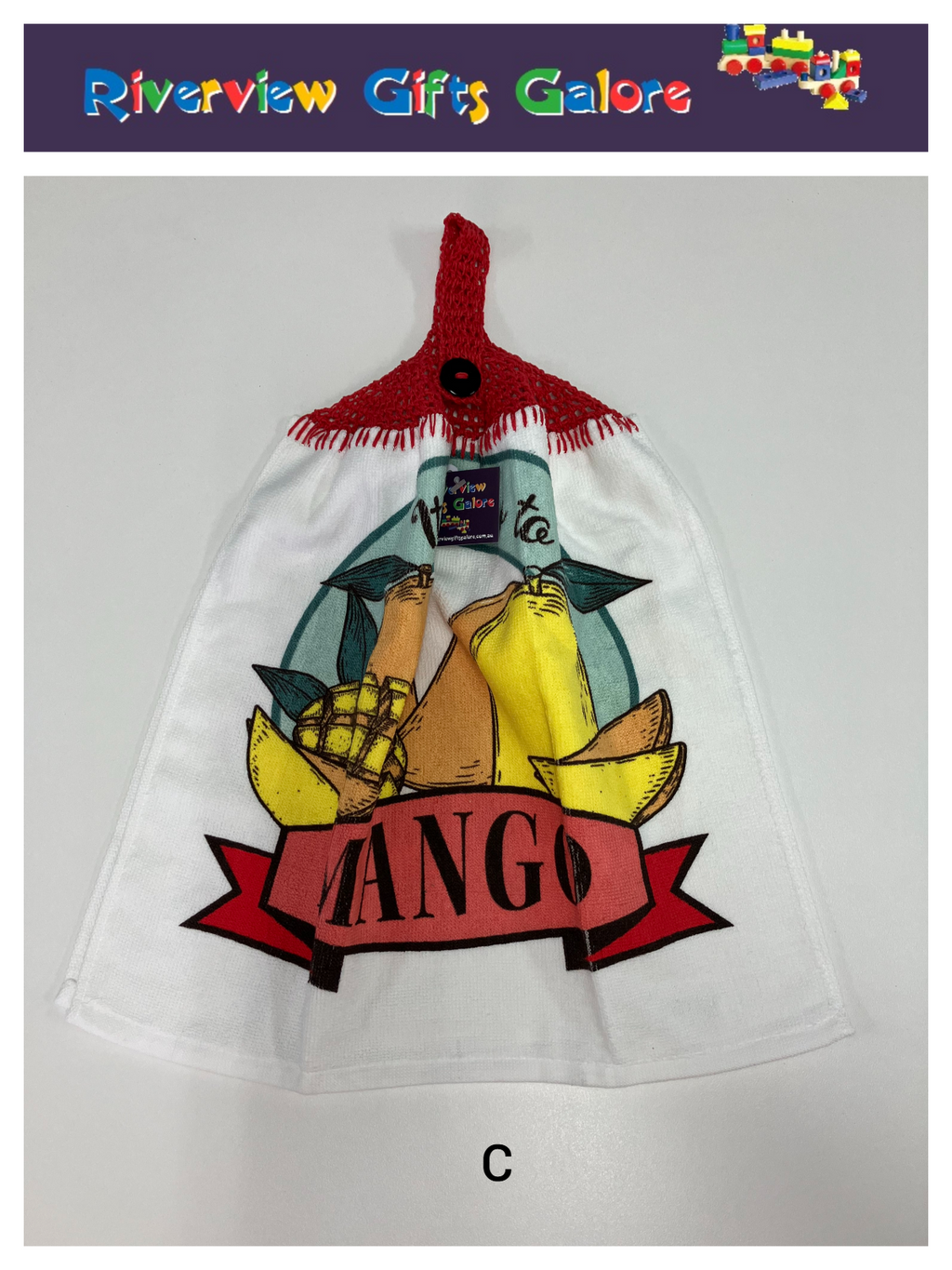 Crochet Top Hand Towel / Tea Towel (Double Thickness) - It Takes Two to Mango