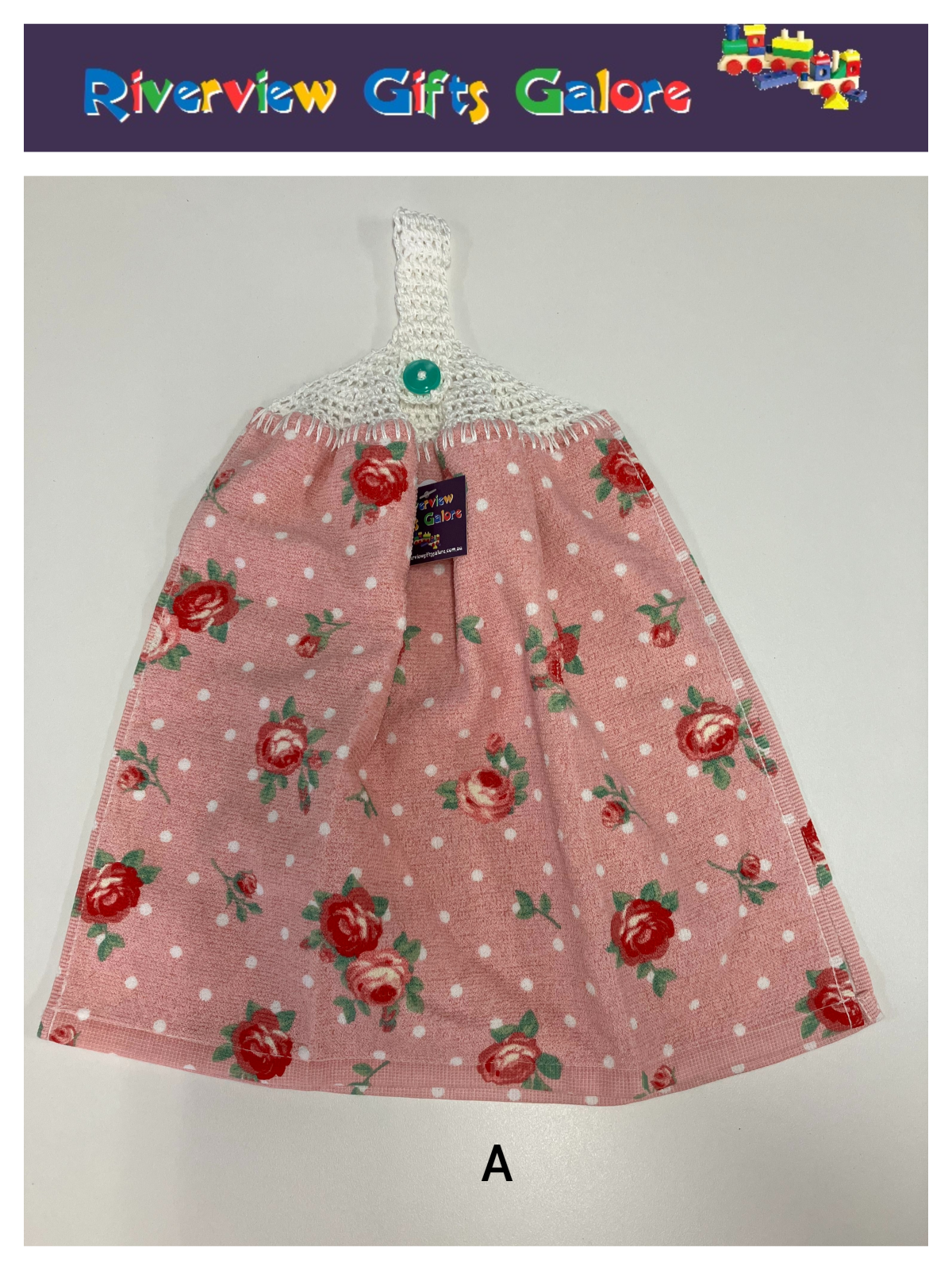Crochet Top Hand Towel / Tea Towel (Double Thickness) - Roses