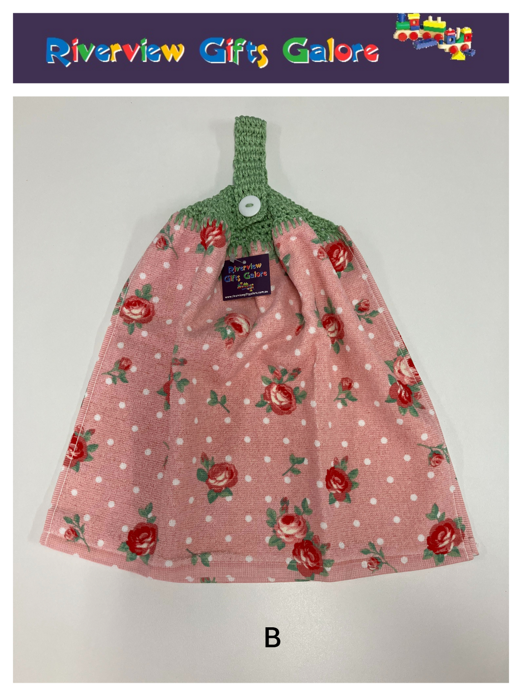 Crochet Top Hand Towel / Tea Towel (Double Thickness) - Roses