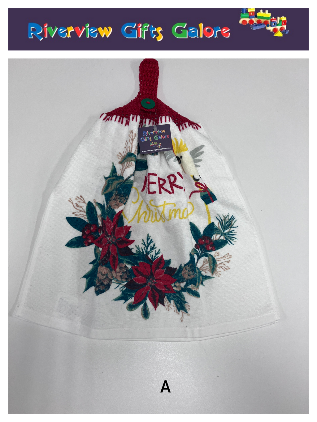 Crochet Top Hand Towel / Tea Towel (Double Thickness) - Merry Christmas