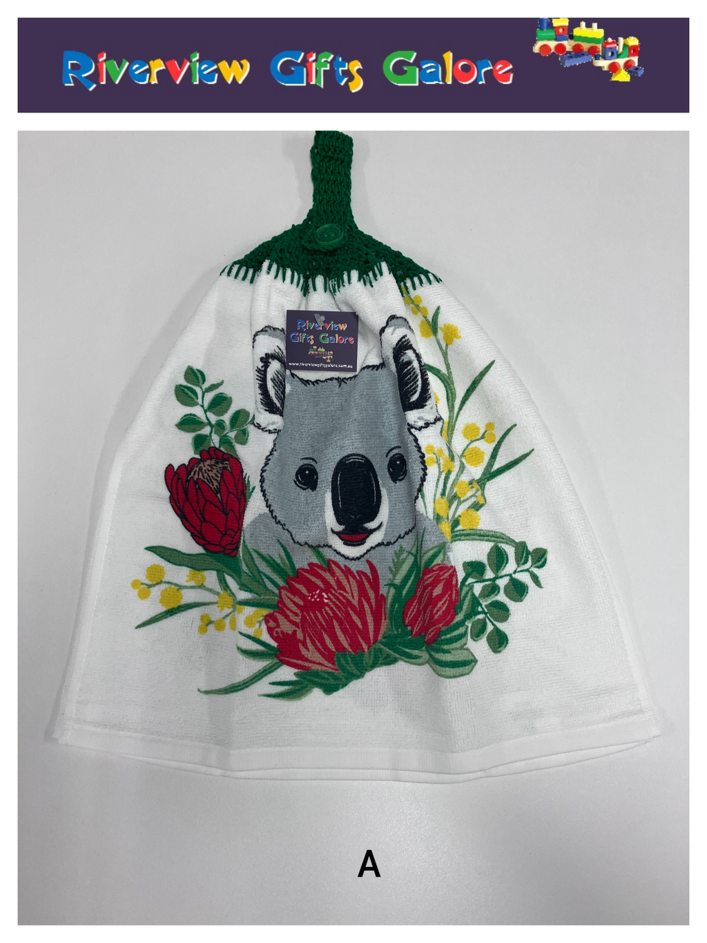 Crochet Top Hand Towel / Tea Towel (Double Thickness) - Koala