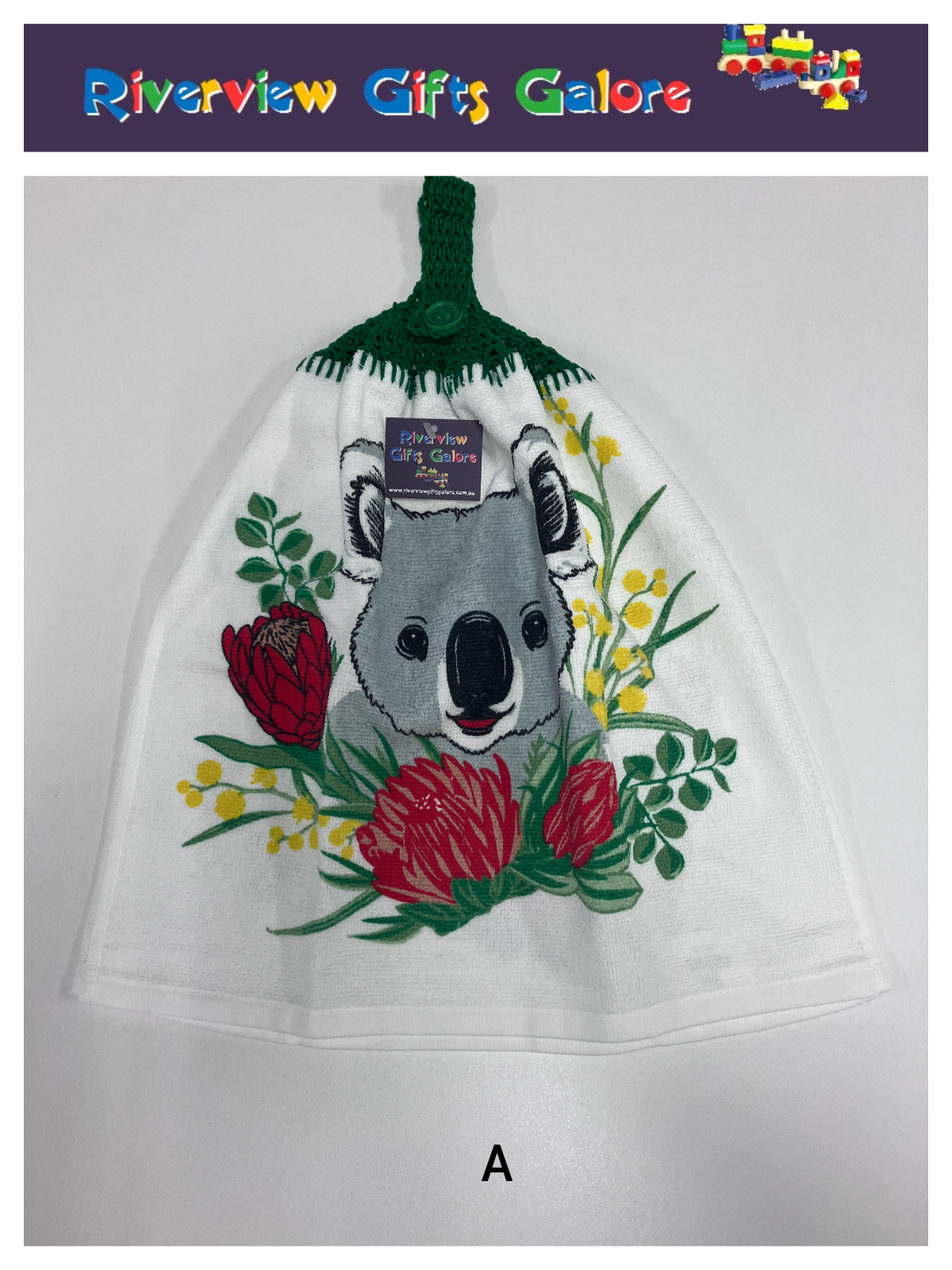 Crochet Top Hand Towel / Tea Towel (Double Thickness) - Koala