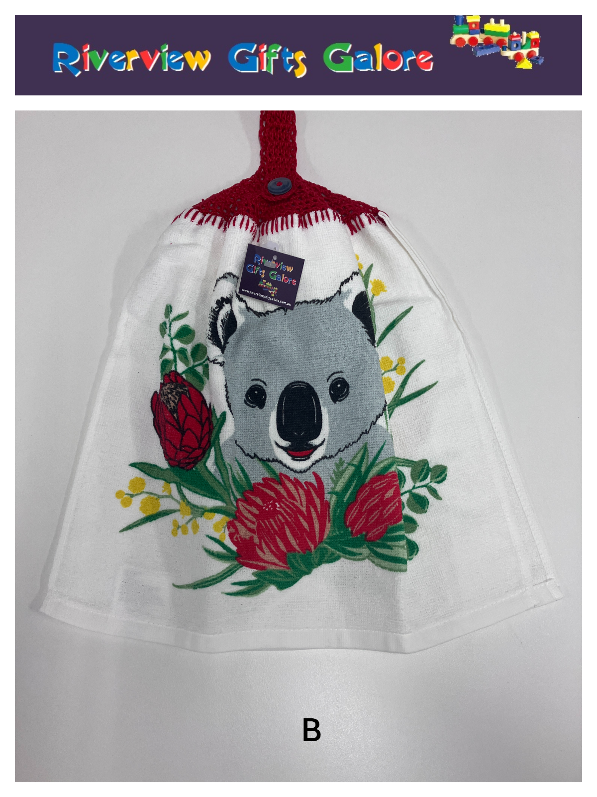 Crochet Top Hand Towel / Tea Towel (Double Thickness) - Koala