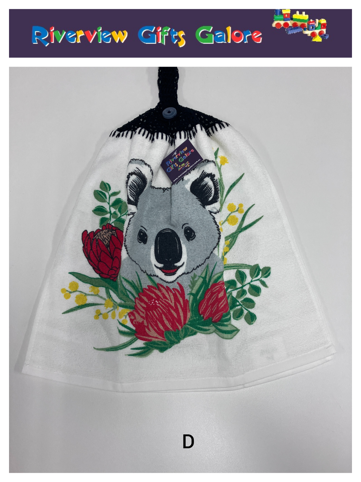 Crochet Top Hand Towel / Tea Towel (Double Thickness) - Koala