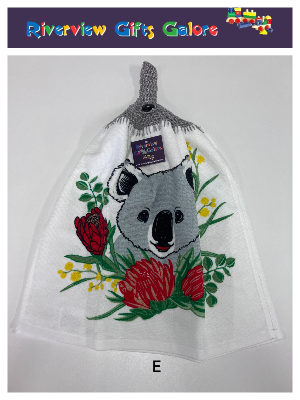 Crochet Top Hand Towel / Tea Towel (Double Thickness) - Koala