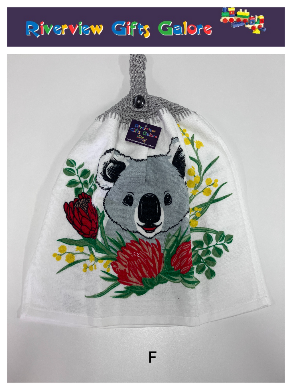 Crochet Top Hand Towel / Tea Towel (Double Thickness) - Koala