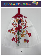 Crochet Top Hand Towel / Tea Towel (Double Thickness) - Poppies