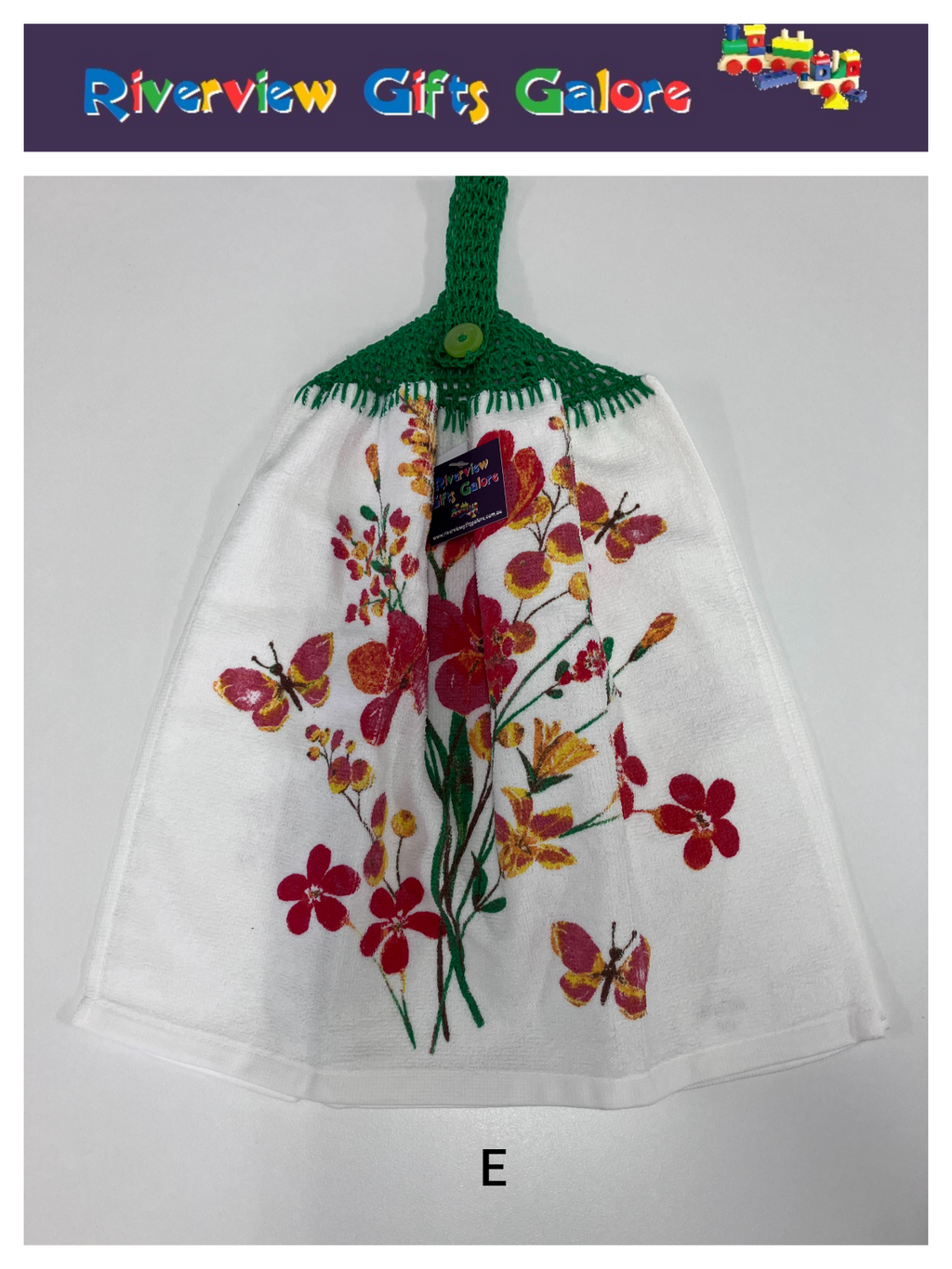 Crochet Top Hand Towel / Tea Towel (Double Thickness) - Poppies
