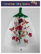 Crochet Top Hand Towel / Tea Towel (Double Thickness) - Poppies