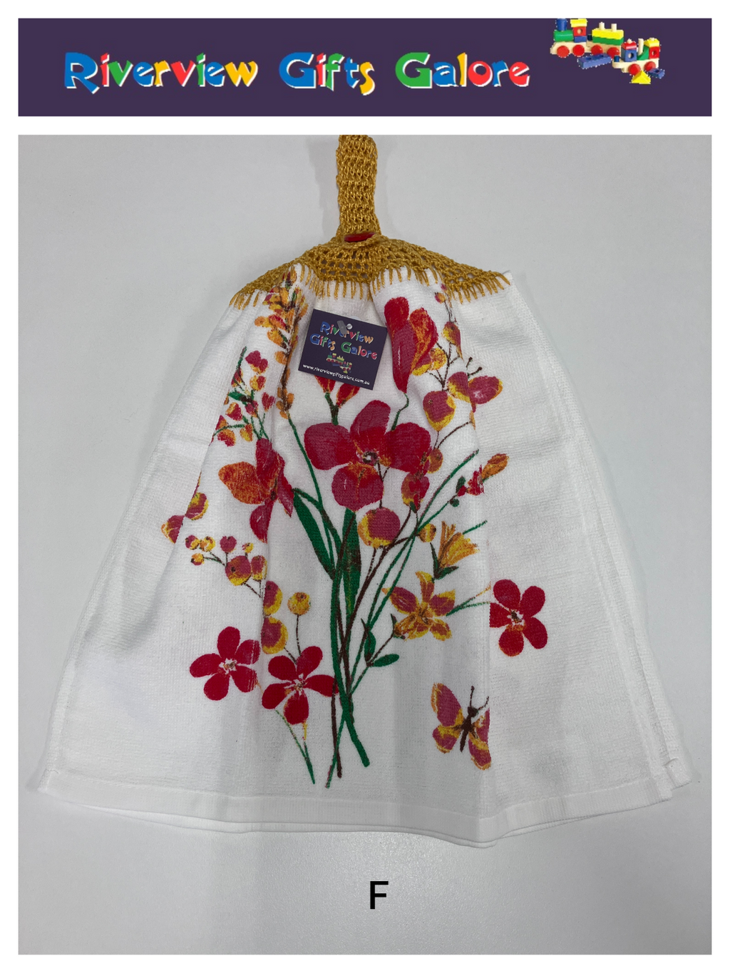Crochet Top Hand Towel / Tea Towel (Double Thickness) - Poppies