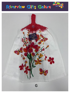 Crochet Top Hand Towel / Tea Towel (Double Thickness) - Poppies