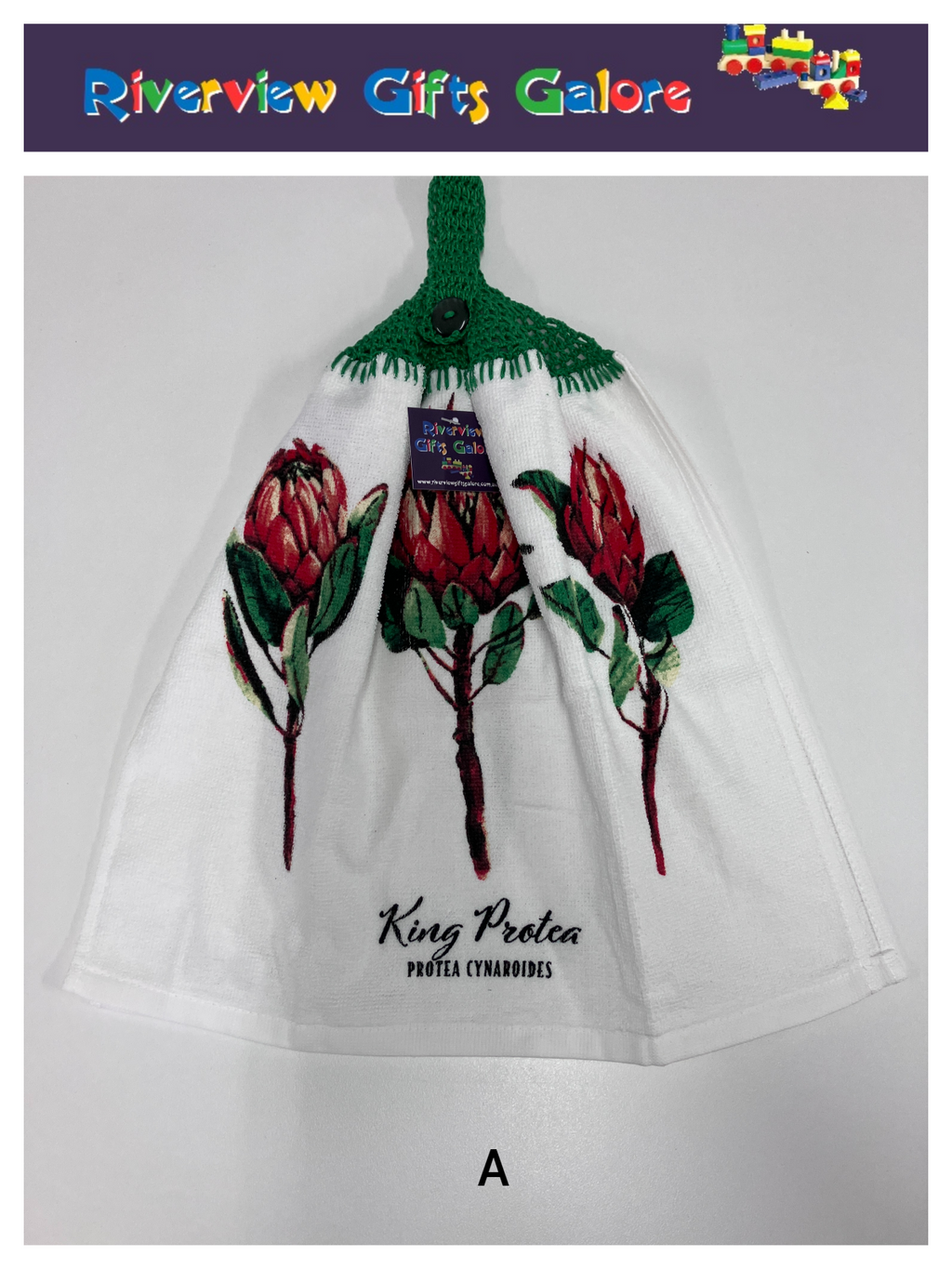 Crochet Top Hand Towel / Tea Towel (Double Thickness) - King Protea