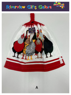 Crochet Top Hand Towel / Tea Towel (Double Thickness) - Chickens