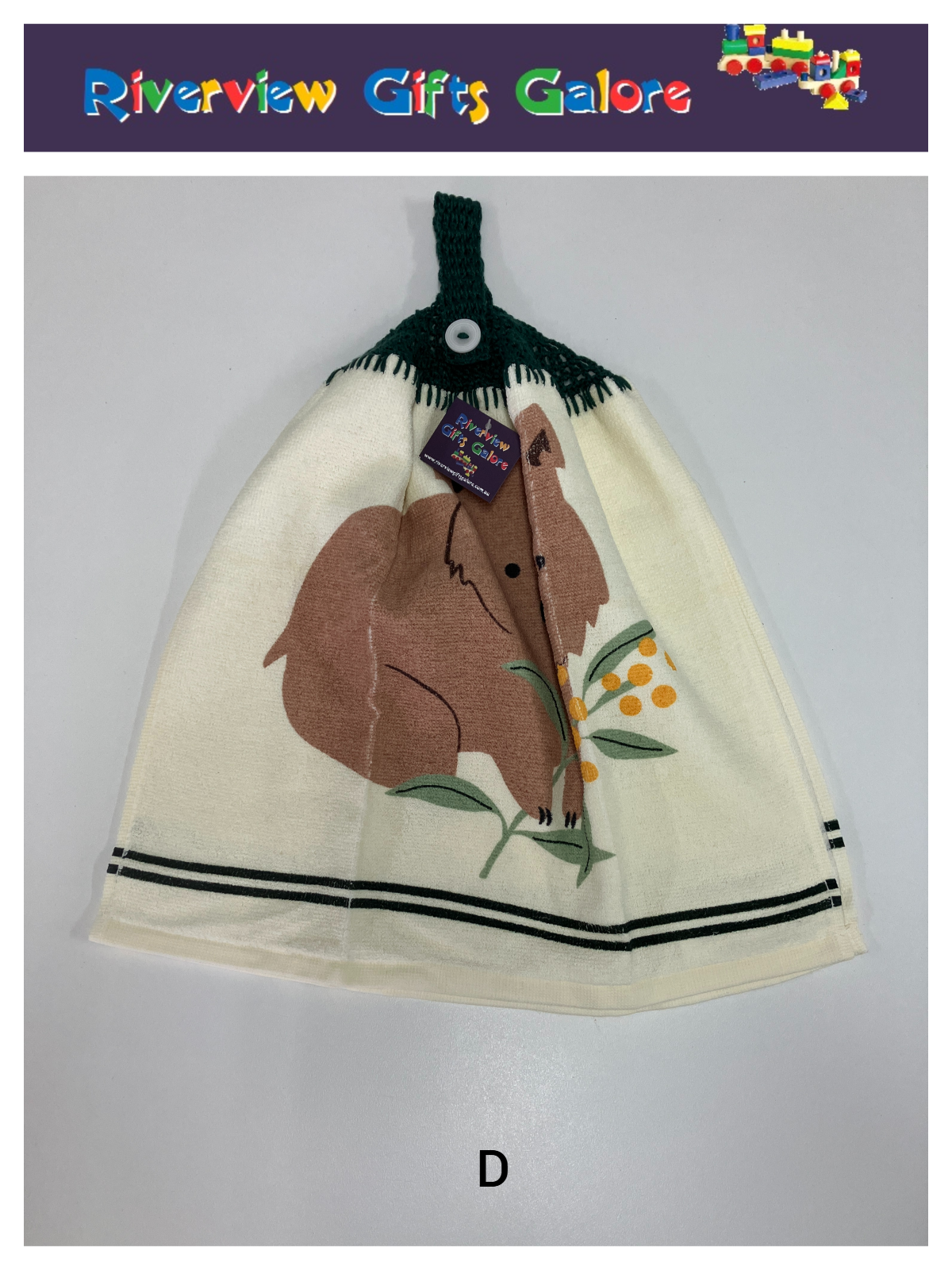 Crochet Top Hand Towel / Tea Towel (Double Thickness) - Wombat