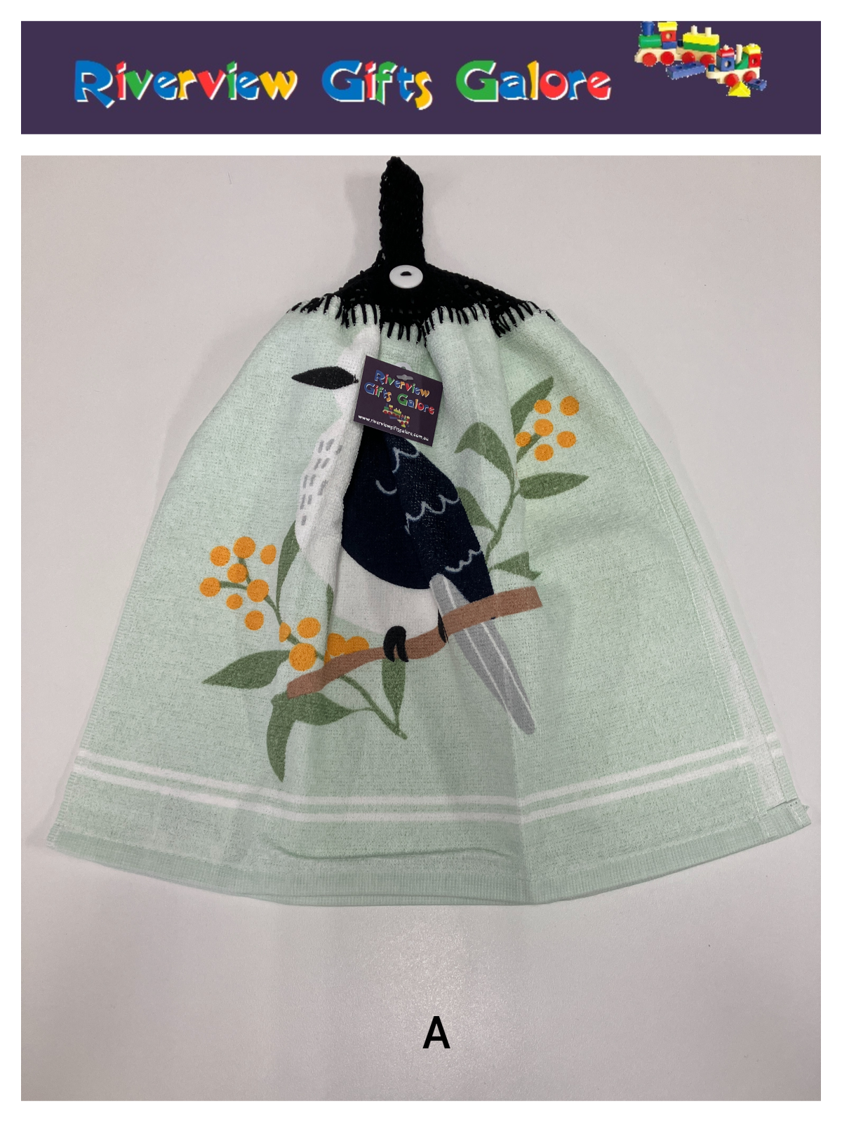 Crochet Top Hand Towel / Tea Towel (Double Thickness) - Kookaburra