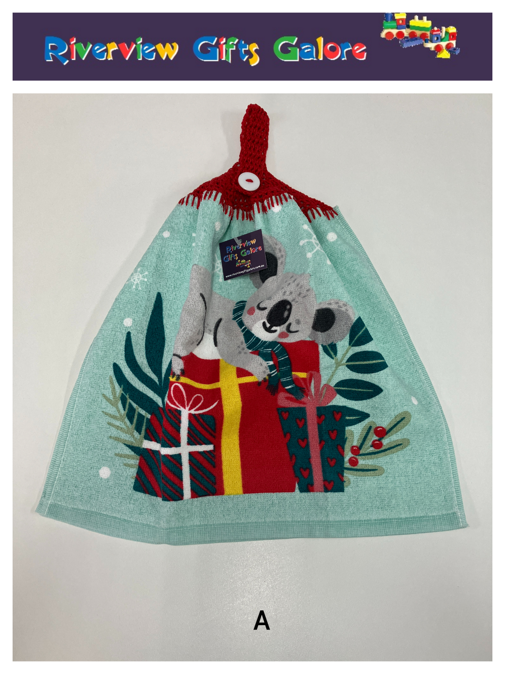 Crochet Top Hand Towel / Tea Towel (Double Thickness) - Christmas Koala