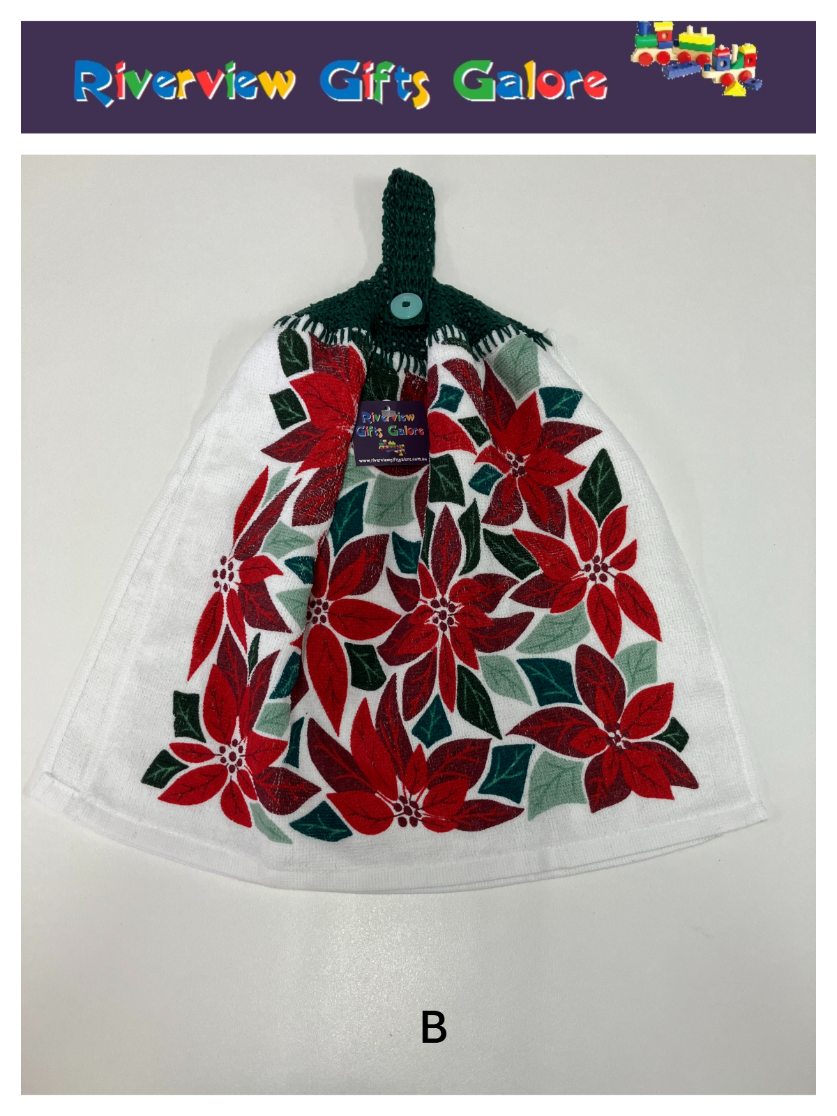 Crochet Top Hand Towel / Tea Towel (Double Thickness) - Poinsettia