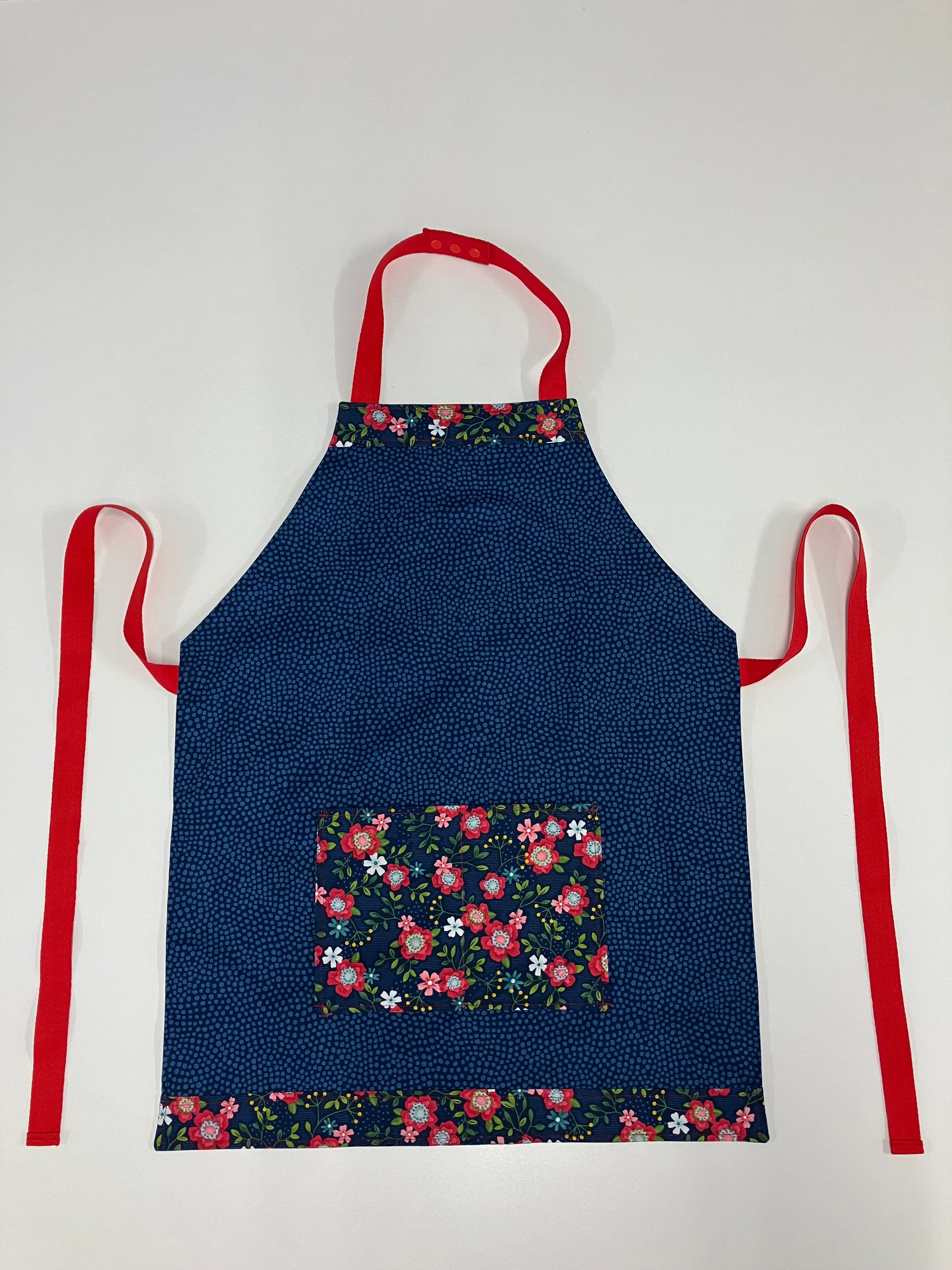 Apron Reversible - Blue Floral / Blue