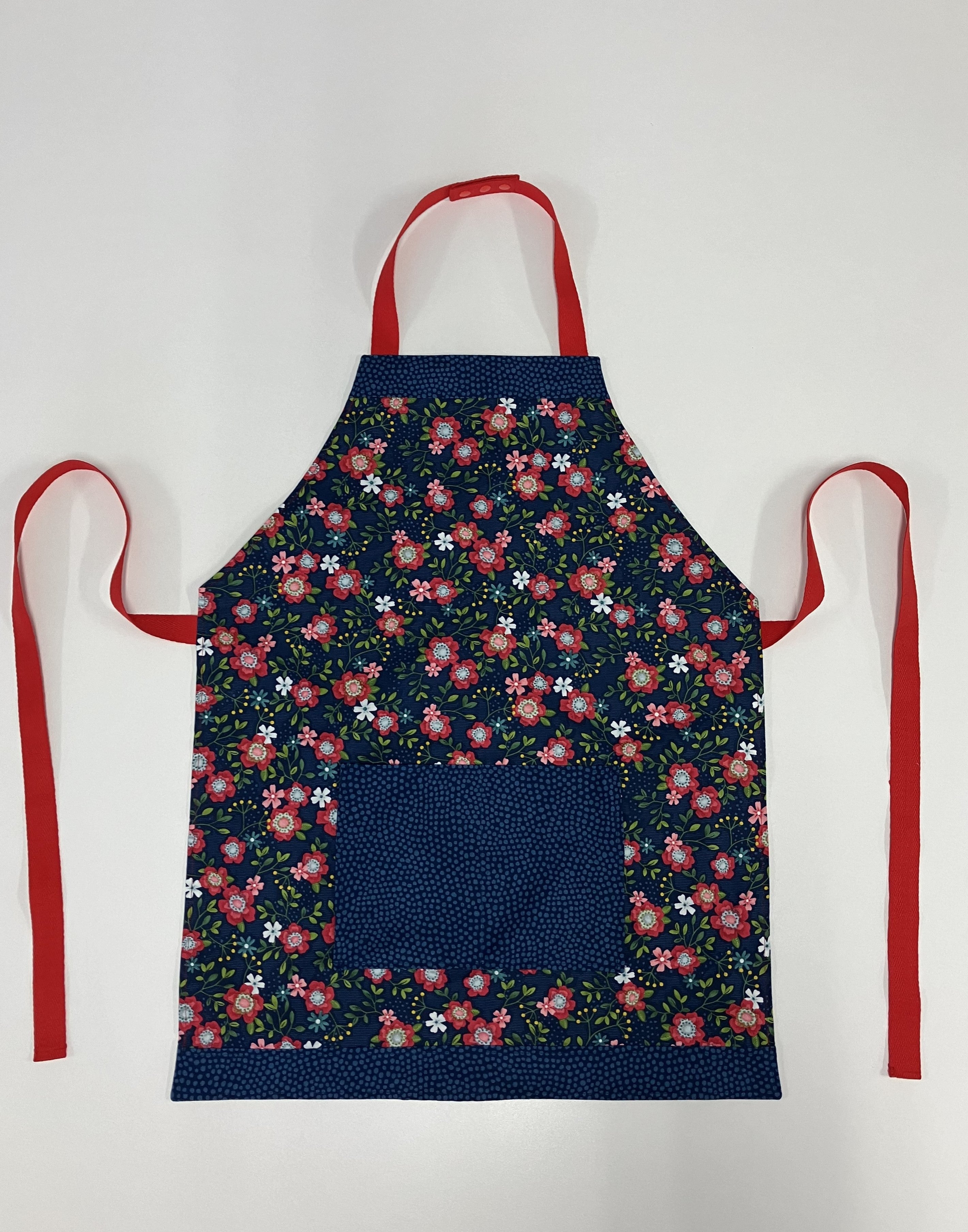 Apron Reversible - Blue Floral / Blue