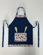 Apron Reversible - White Floral / Blue
