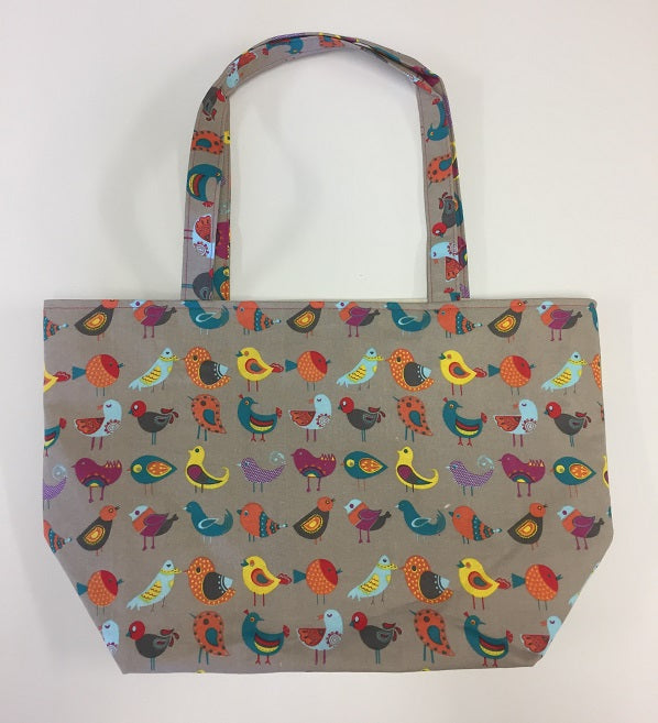 Large Tote Bag – Birds Taupe