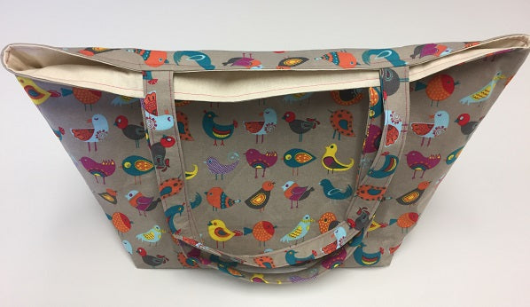 Large Tote Bag – Birds Taupe