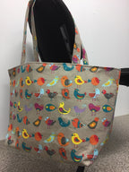 Large Tote Bag – Birds Taupe