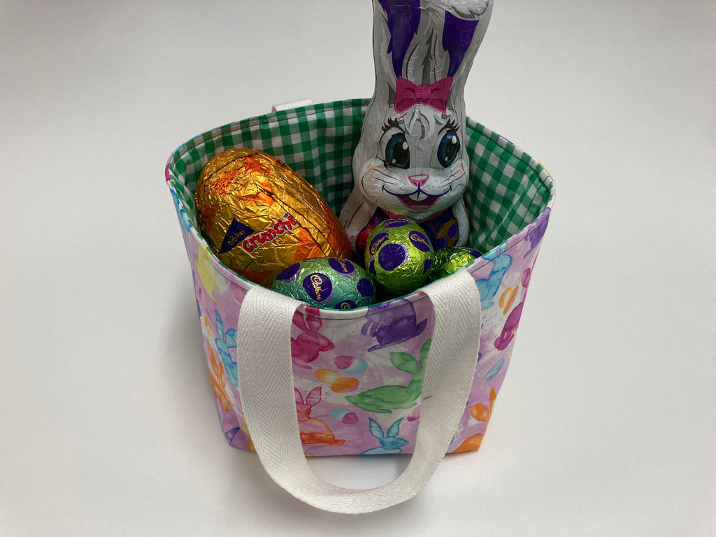 Easter Egg Basket - Bunny - Green Gingham