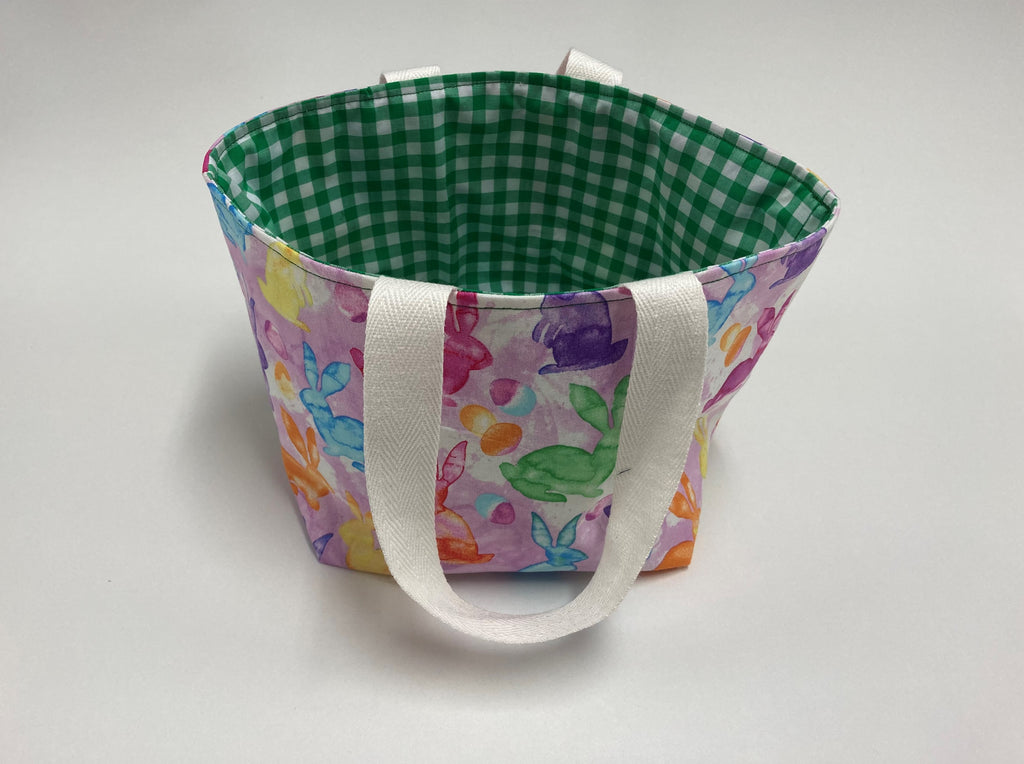 Easter Egg Basket - Bunny - Green Gingham