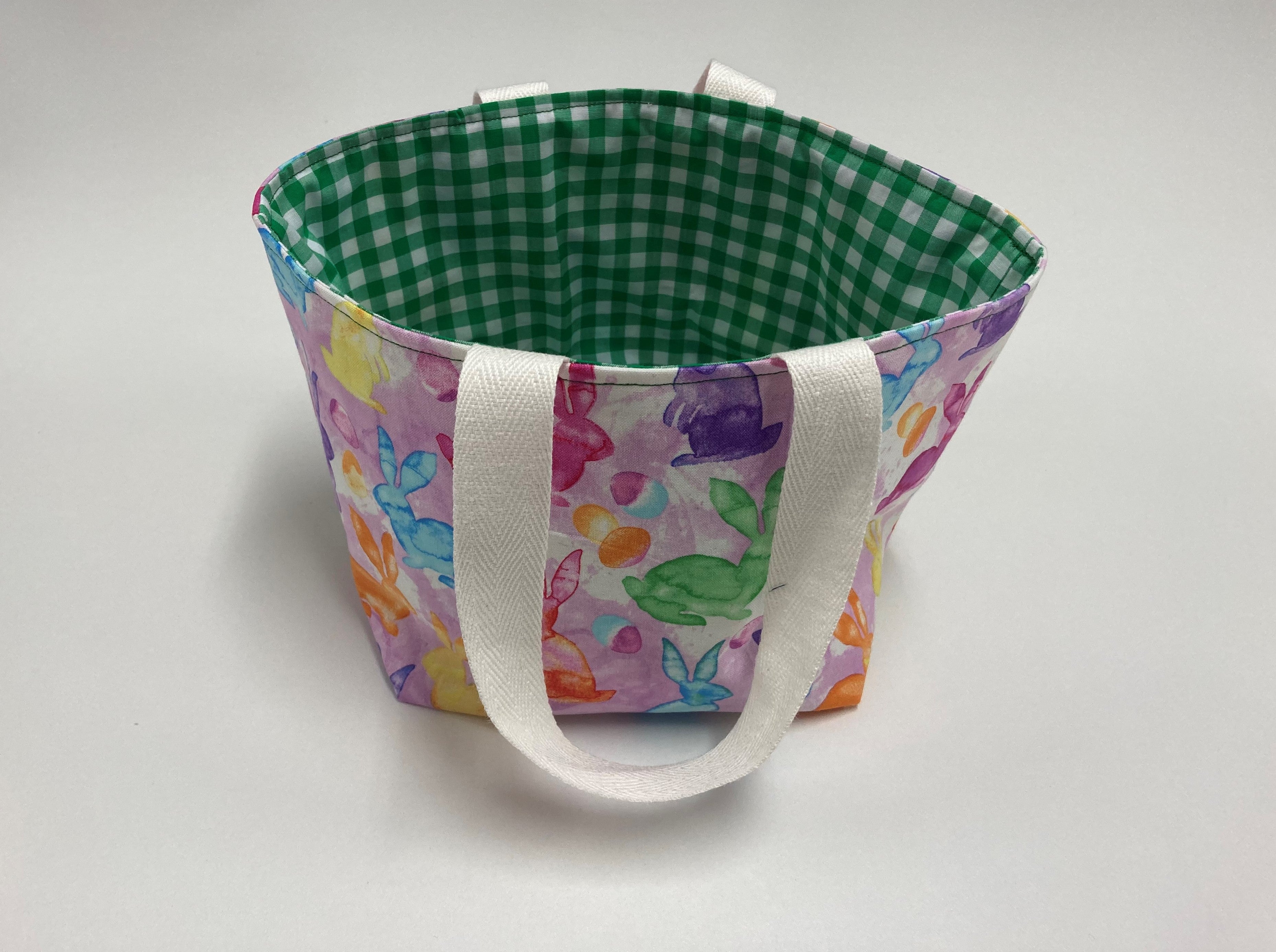 Easter Egg Basket - Bunny - Green Gingham