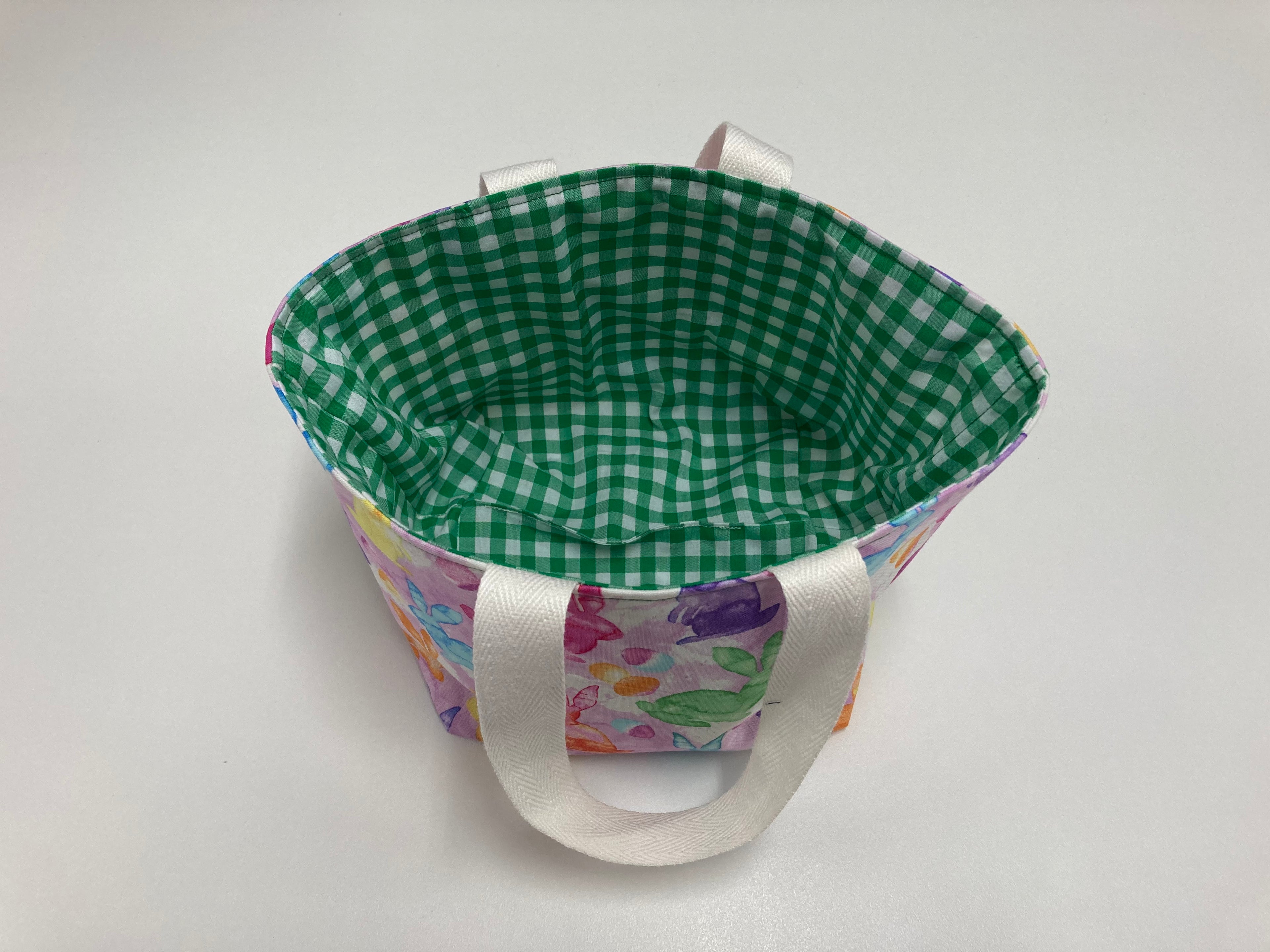 Easter Egg Basket - Bunny - Green Gingham