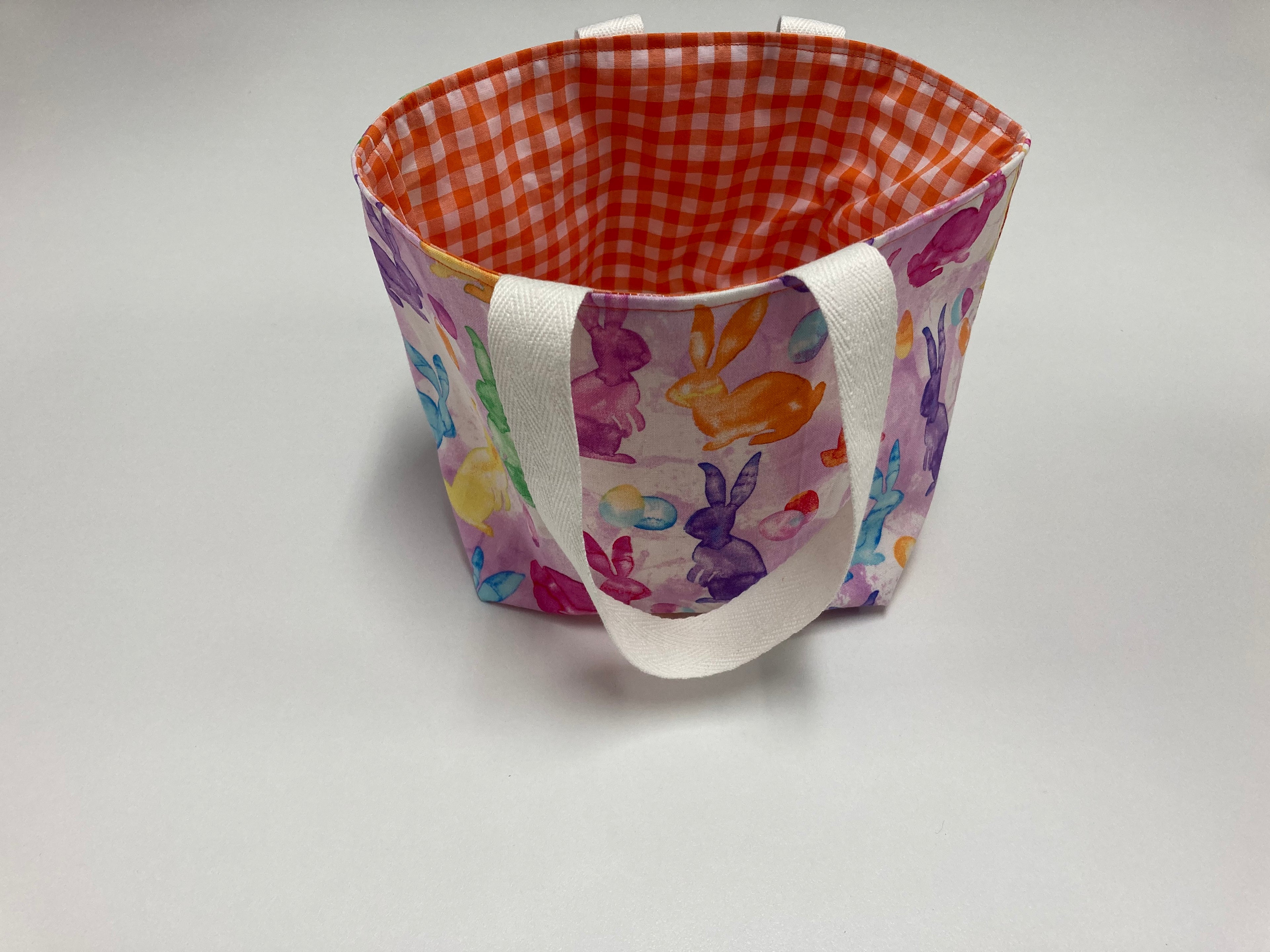 Easter Egg Basket - Bunny - Orange Gingham