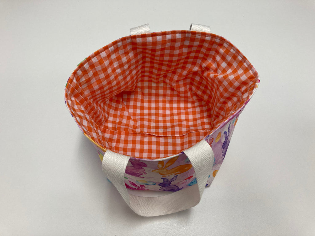 Easter Egg Basket - Bunny - Orange Gingham