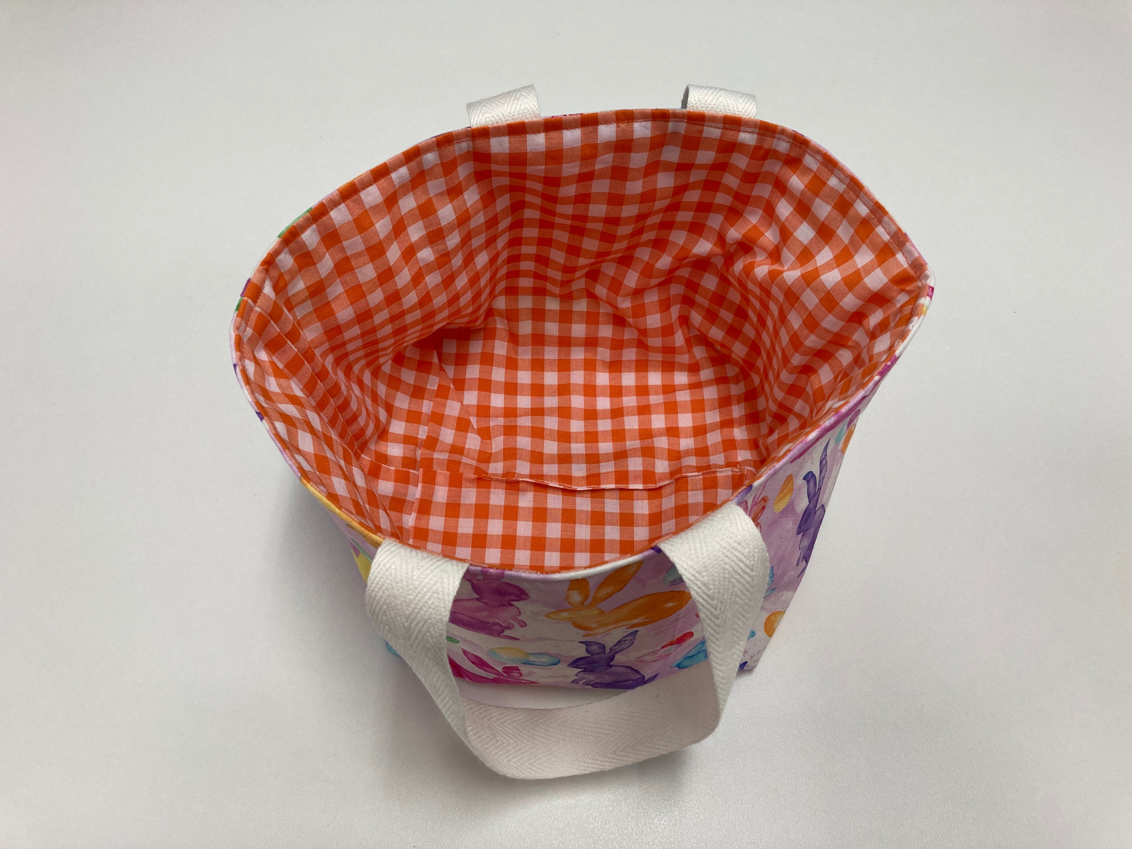 Easter Egg Basket - Bunny - Orange Gingham