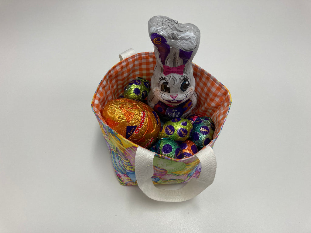 Easter Egg Basket - Egg - Orange Gingham