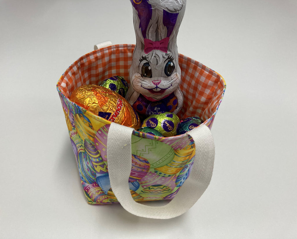 Easter Egg Basket - Egg - Orange Gingham