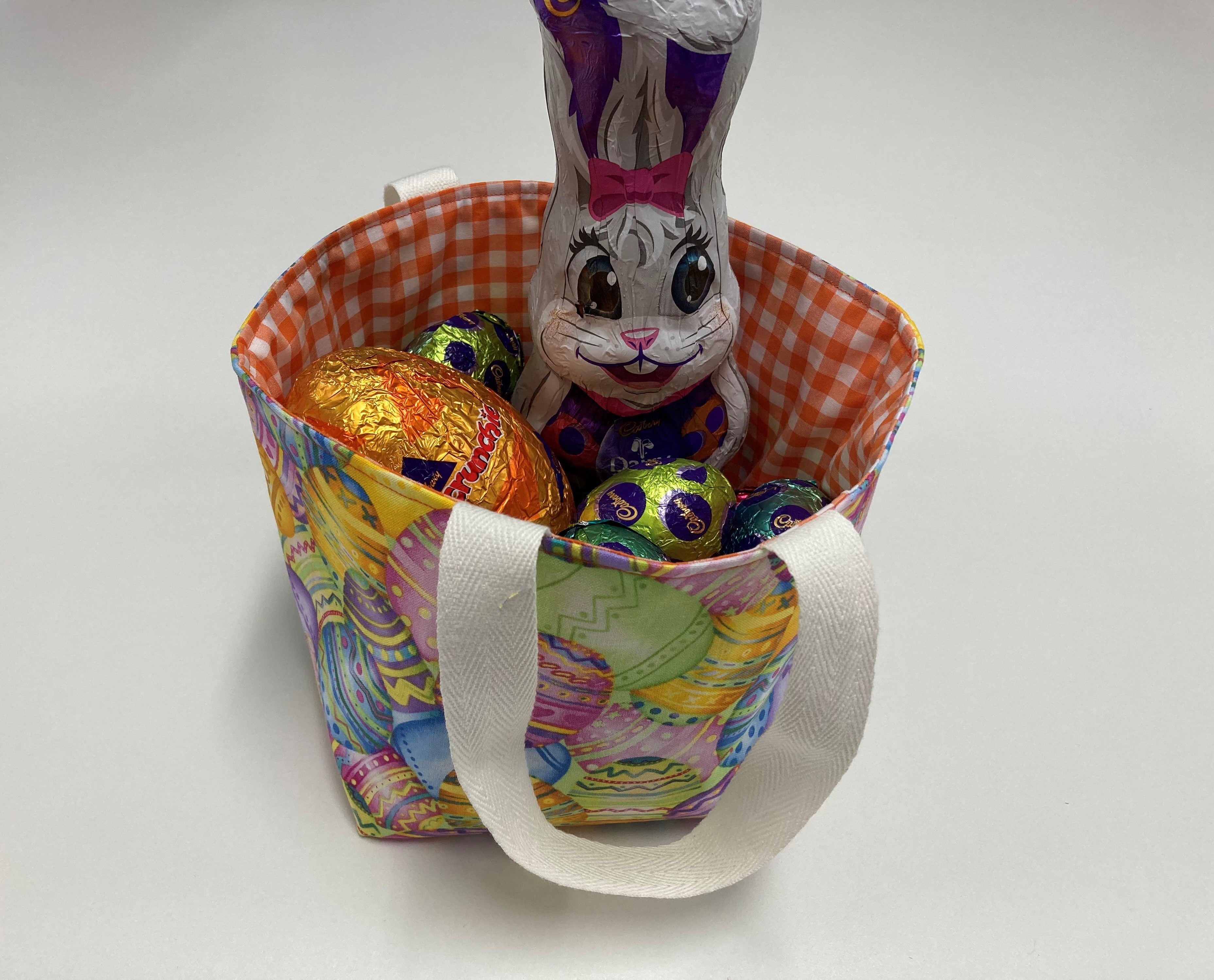 Easter Egg Basket - Egg - Orange Gingham