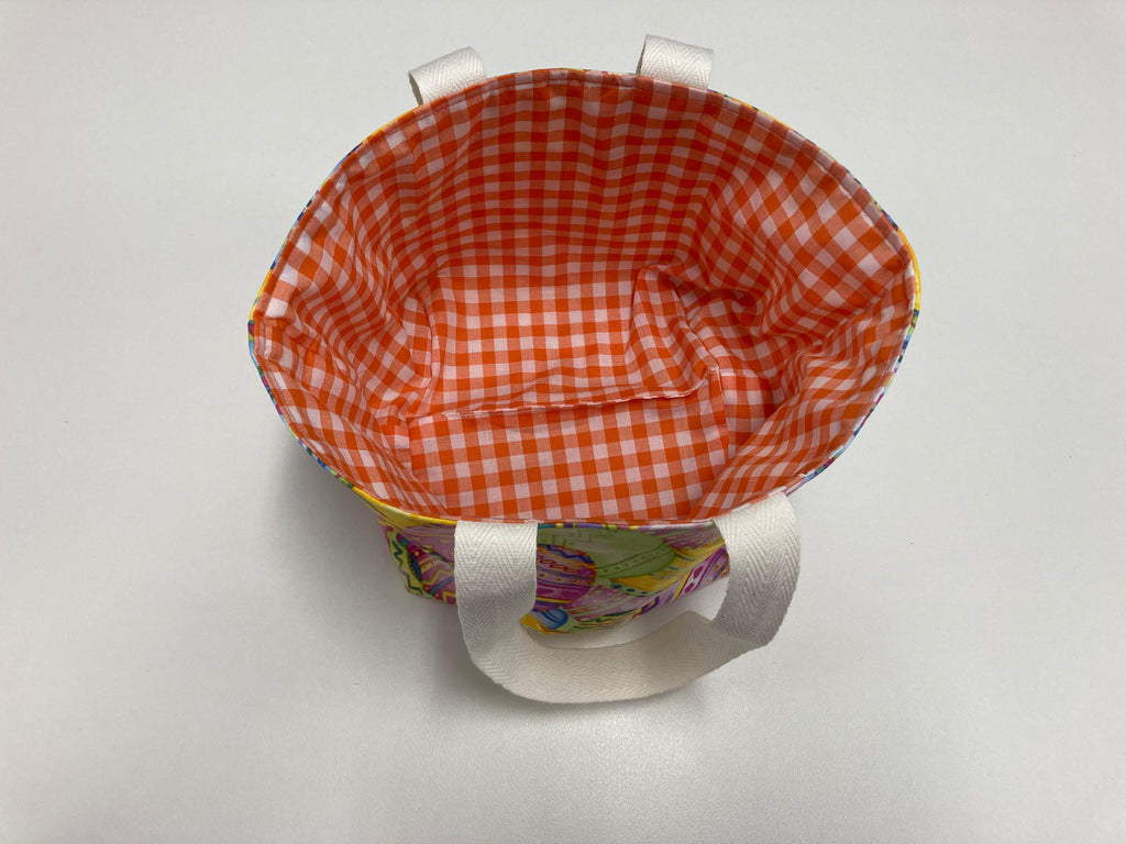 Easter Egg Basket - Egg - Orange Gingham