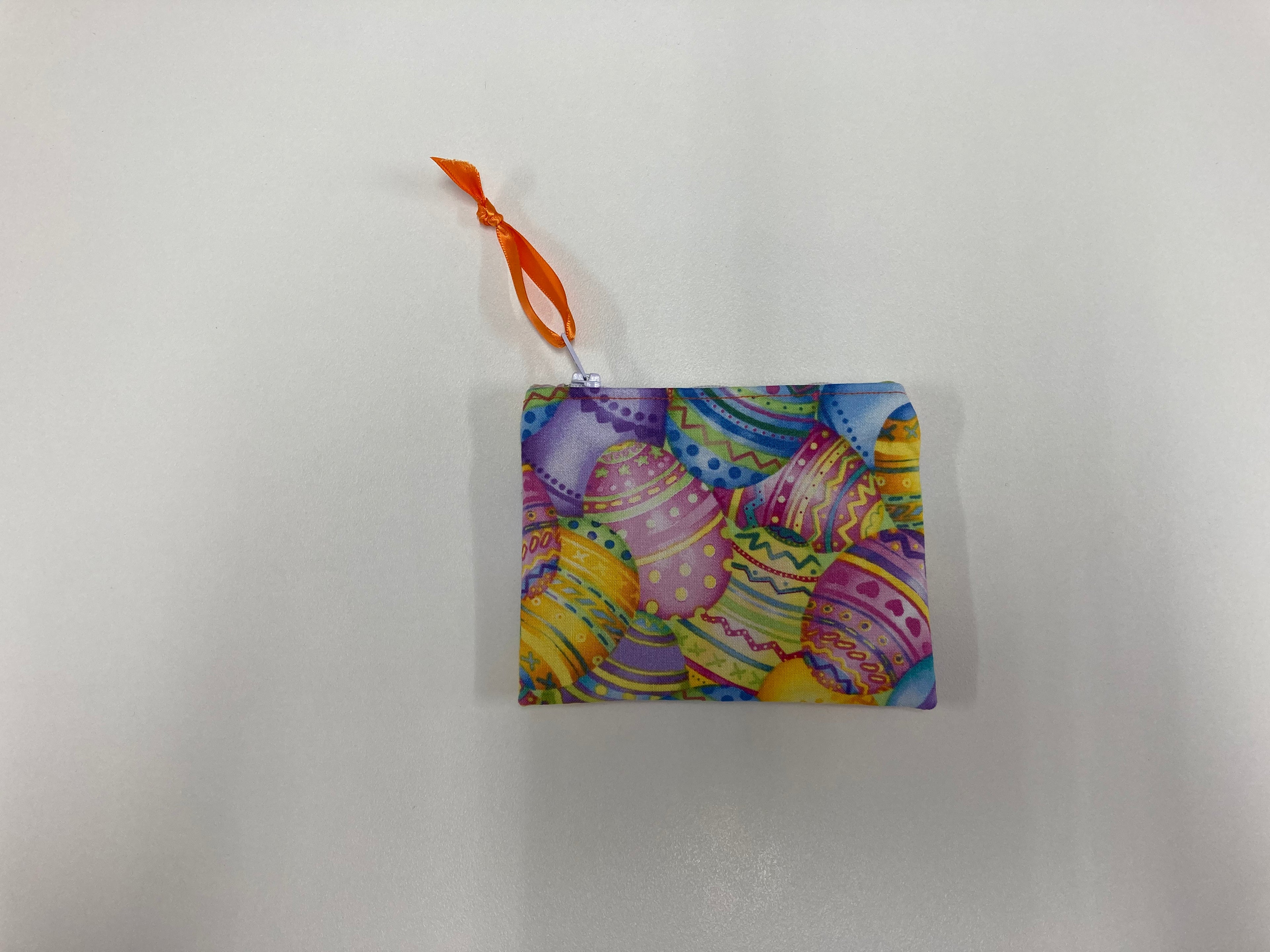 Zip Clutch / Purse / Bag / Pouch - Easter Eggs - Orange Gingham