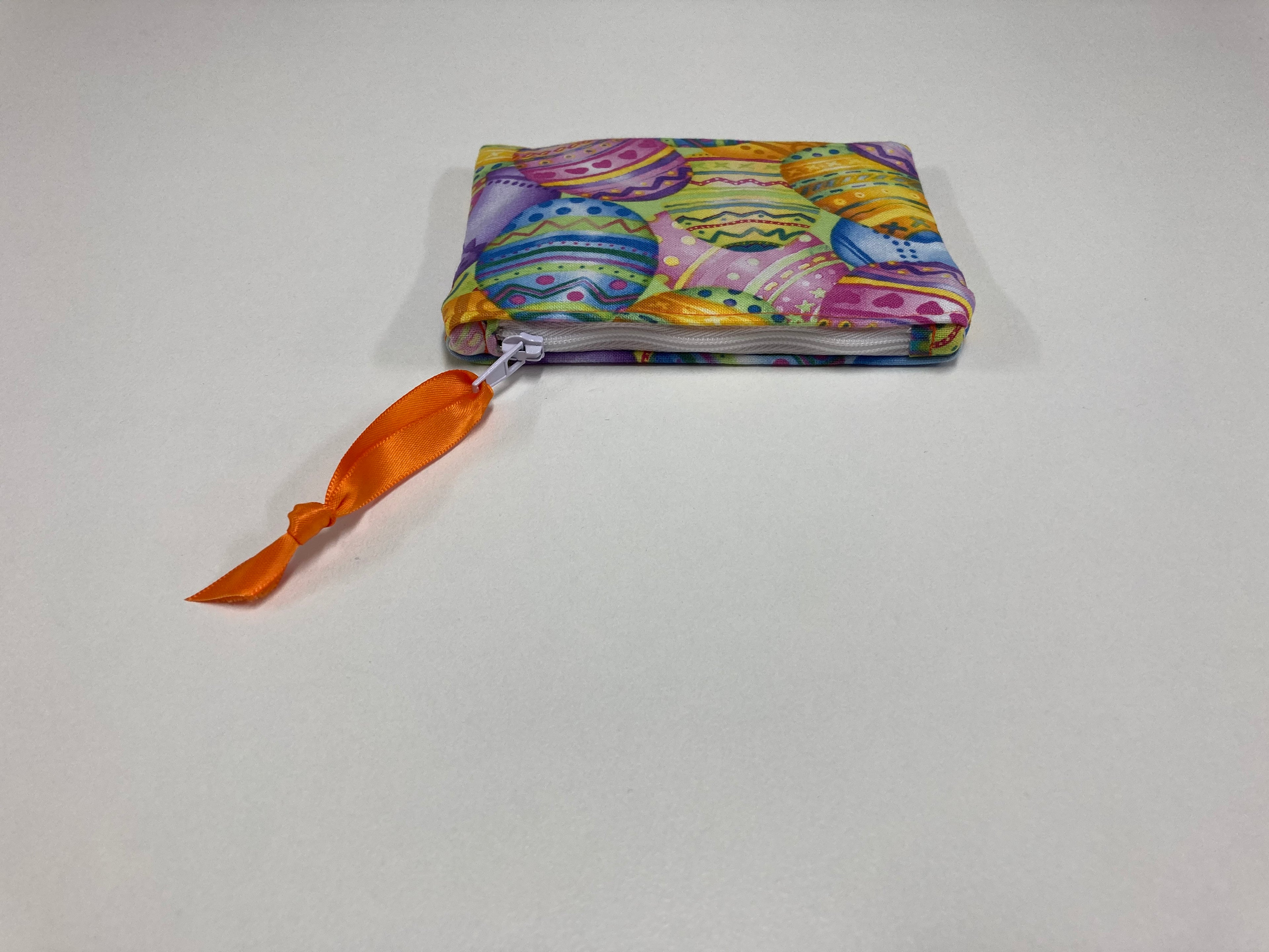Zip Clutch / Purse / Bag / Pouch - Easter Eggs - Orange Gingham