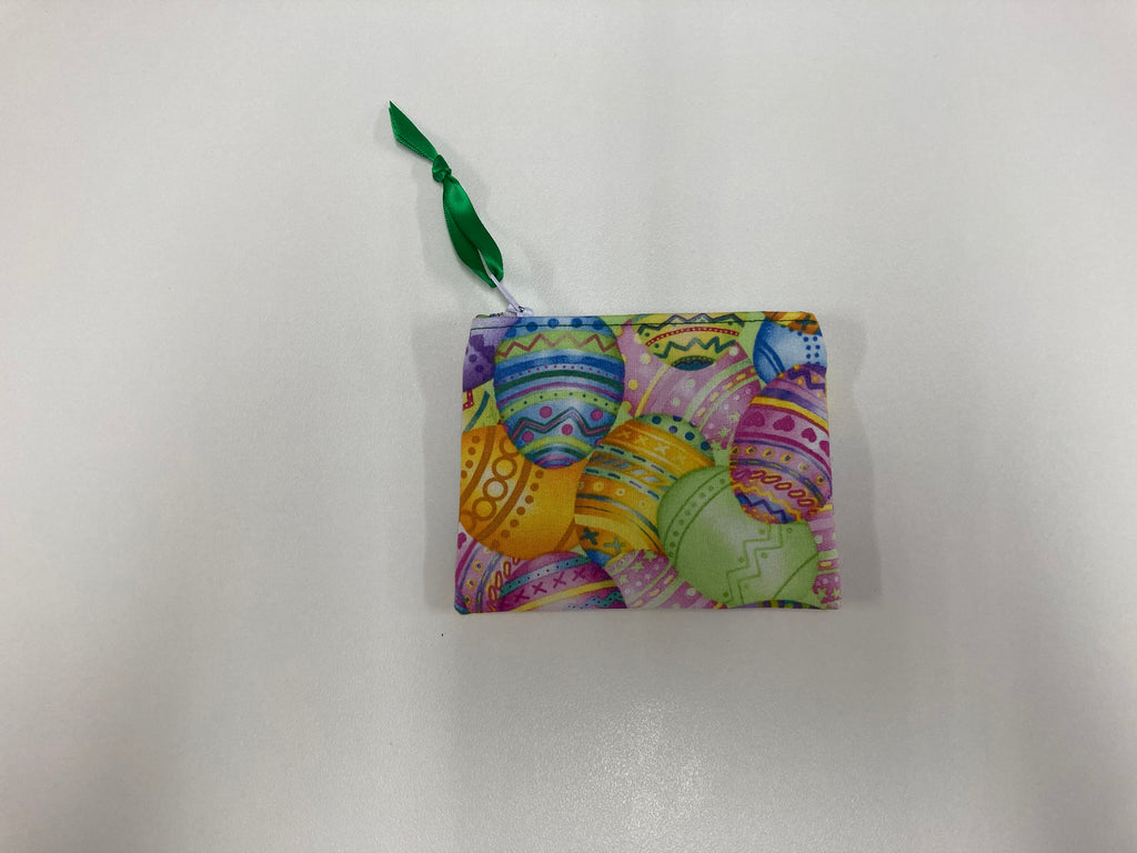 Zip Clutch / Purse / Bag / Pouch - Easter Eggs - Green Gingham