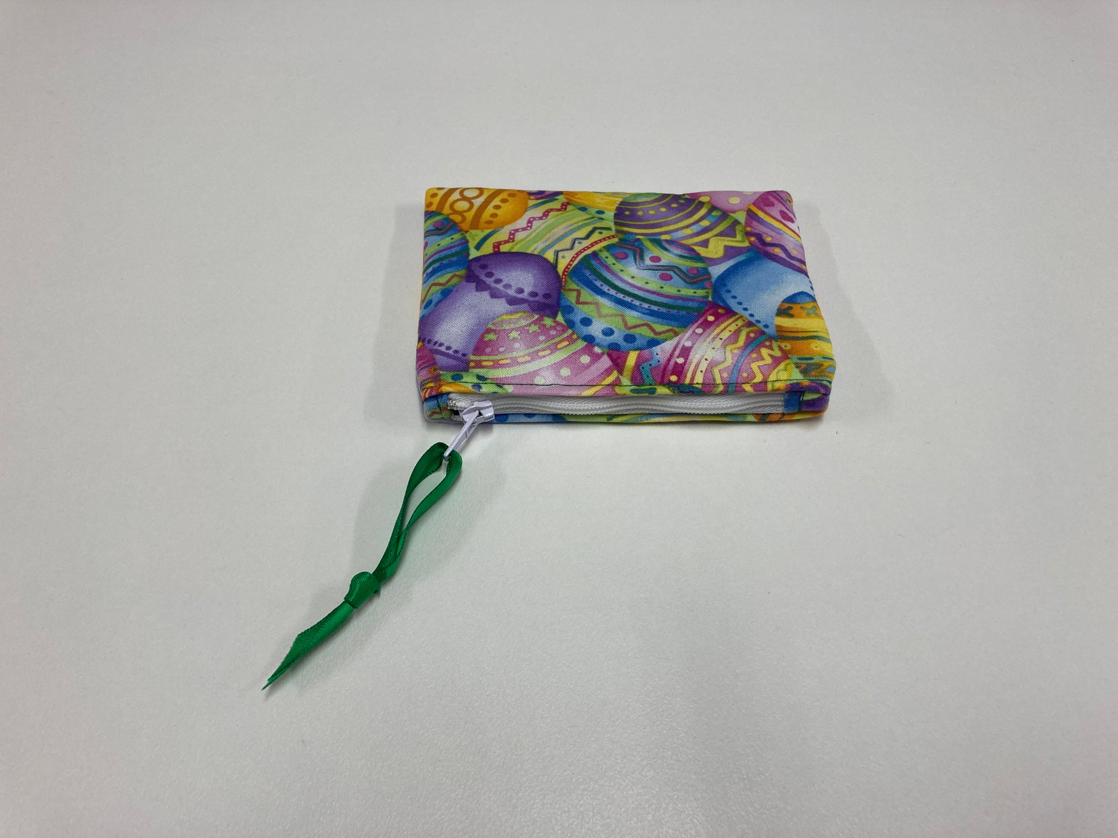 Zip Clutch / Purse / Bag / Pouch - Easter Eggs - Green Gingham